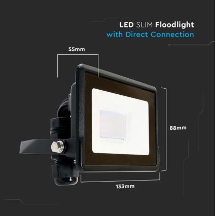 Projecteur LED avec connexion directe SAMSUNG CHIP LED/10W/230V IP65 6500K noir