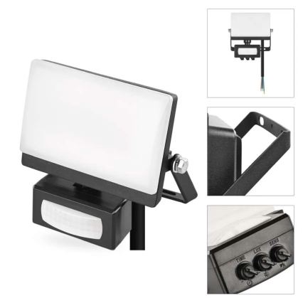 Projecteur LED à capteur de mouvement et crépusculaire TAMBO EVO LED/10W/230V 4000K IP44 noir