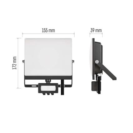 Projecteur LED avec détecteur de mouvement et cellule crépusculaire TAMBO EVO LED/30W/230V 4000K IP44 noir