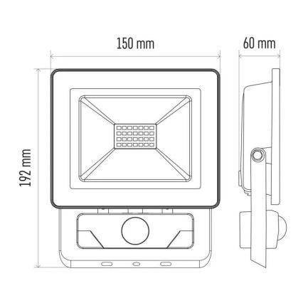Projecteur LED avec détecteur LED/20W/230V IP54