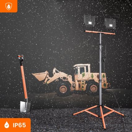 Projecteur LED avec trépied 2xLED/50W/230V 4500K IP65 noir/orange