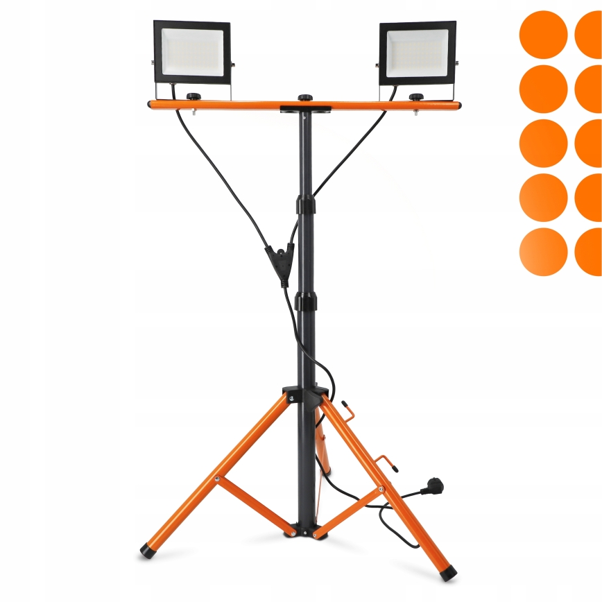 Projecteur LED avec trépied 2xLED/50W/230V 4500K IP65 noir/orange