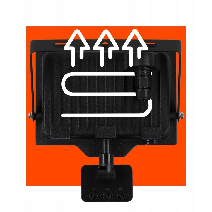 Projecteur LED d'extérieur avec détecteur de mouvement, 50 W, 230 V, 4500 K, IP65, noir