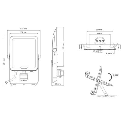 Philips - Projecteur LED avec capteur de mouvement et capteur crépusculaire LEDINAIRE ALL-IN LED/50W/230V 3000/4000/6500K IP65