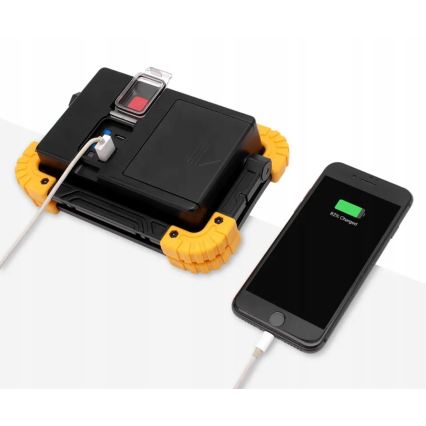 Projecteur LED rechargeable avec fonction powerbank LED/20W/5V 4400 mAh IP44 noir/jaune