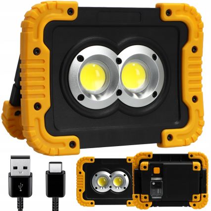 Projecteur LED rechargeable avec fonction powerbank LED/20W/5V 4400 mAh IP44 noir/jaune