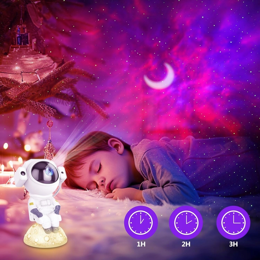 Projecteur LED RGB 3 en 1, 5W/5V, 3000/4000/6000K, au design astronaute + télécommande