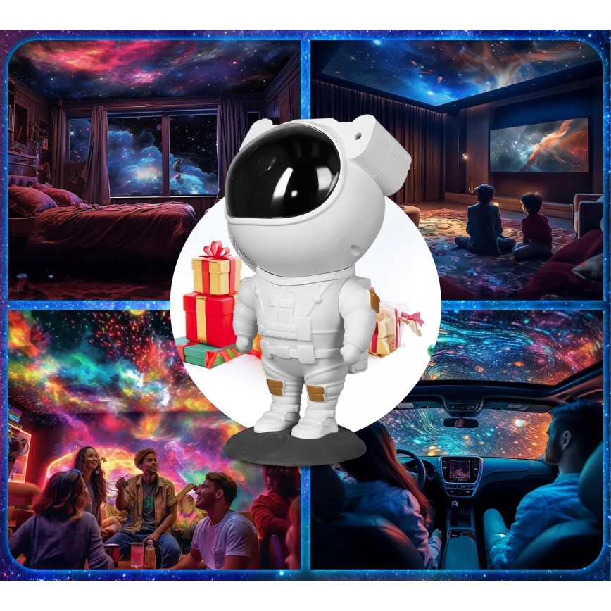 Projecteur LED RGB 5W/5V en forme d'astronaute avec télécommande