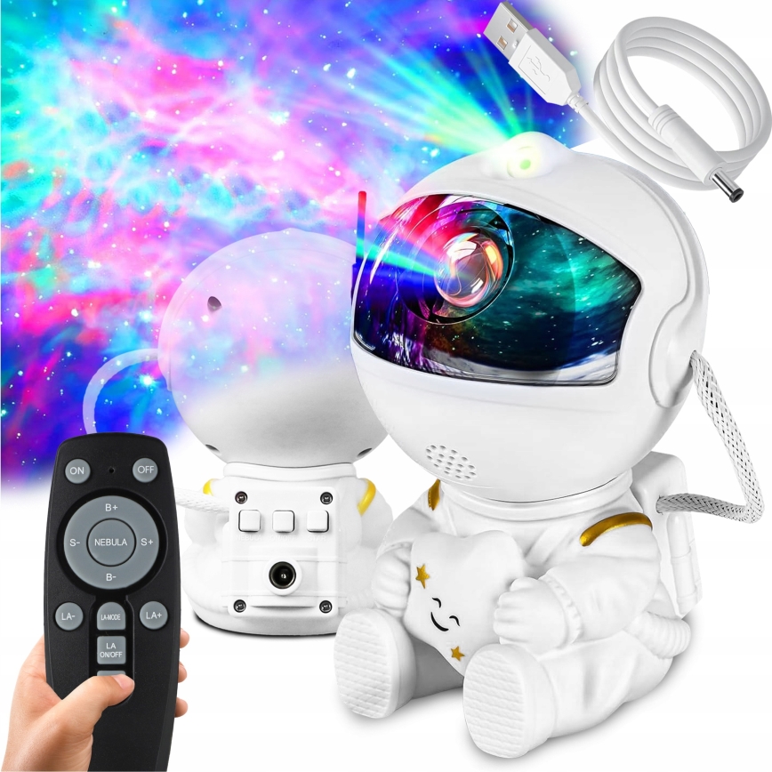 Projecteur LED RGB LED/5W/5V en forme d'astronaute + télécommande