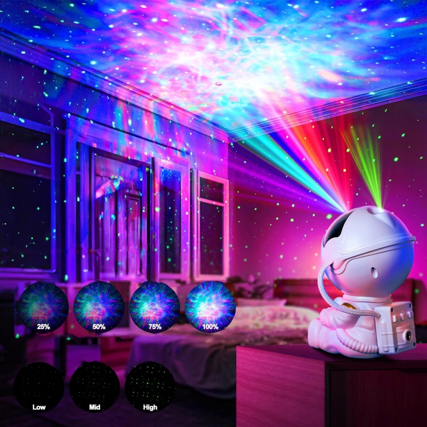 Projecteur LED RGB LED/5W/5V en forme d'astronaute + télécommande