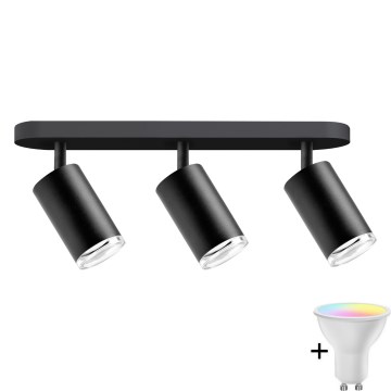 Projecteur LED RGBW dimmable pour salle de bain TURYN 3xGU10/6,5W/230V 2700-6500K Wi-Fi IP44 noir