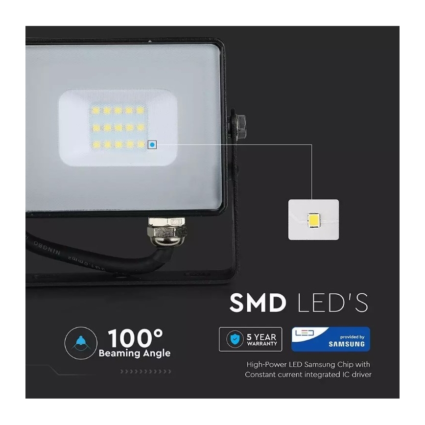 Projecteur LED SAMSUNG CHIP LED/10W/230V IP65 3000K noir