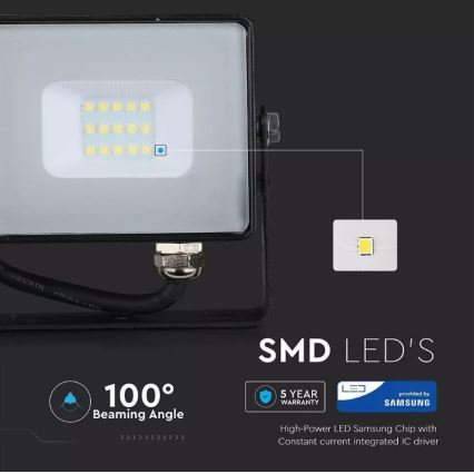 Projecteur LED SAMSUNG CHIP LED/10W/230V IP65 4000K noir