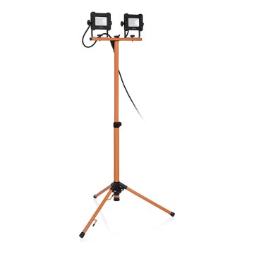 Projecteur LED sur pied 2x10 W 230 V 4000 K IP65 orange/noir