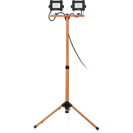 Projecteur LED sur pied 2x10 W 230 V 4000 K IP65 orange/noir