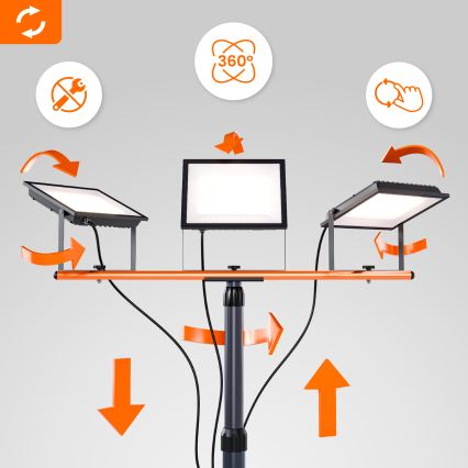 Projecteur LED sur pied 3xLED/100W/230V 4500K IP65 noir/orange