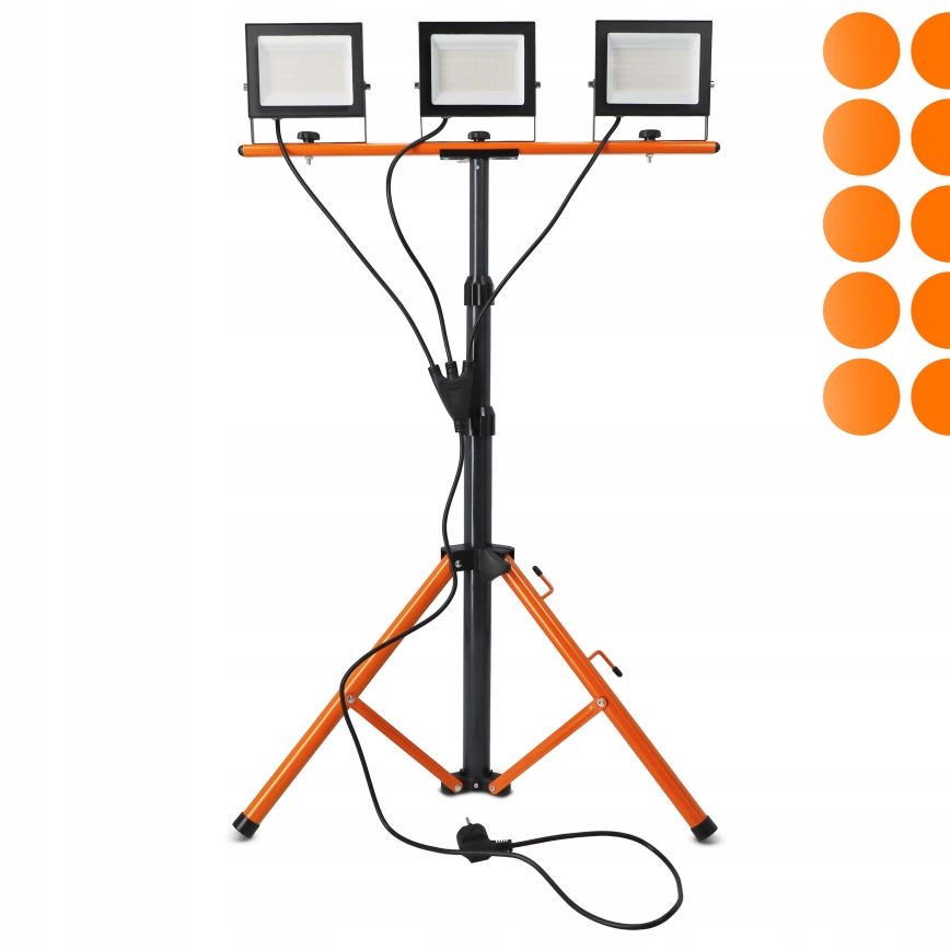 Projecteur LED sur pied 3xLED/50W/230V 4500K IP65 noir/orange