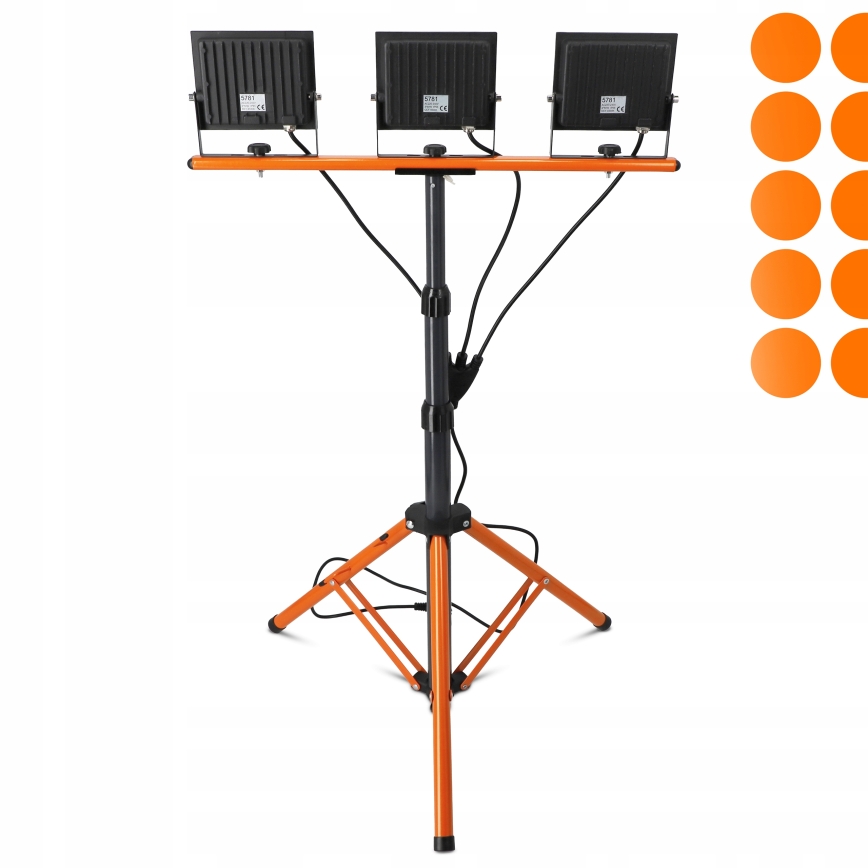 Projecteur LED sur pied 3xLED/50W/230V 4500K IP65 noir/orange