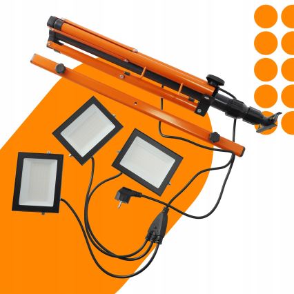 Projecteur LED sur pied 3xLED/50W/230V 4500K IP65 noir/orange
