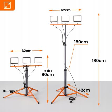 Projecteur LED sur pied 3xLED/50W/230V 4500K IP65 noir/orange