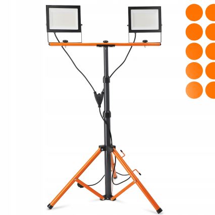 Projecteur LED sur trépied 2xLED/100W/230V 4500K IP65 noir/orange
