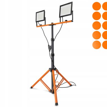 Projecteur LED sur trépied 2xLED/100W/230V 4500K IP65 noir/orange