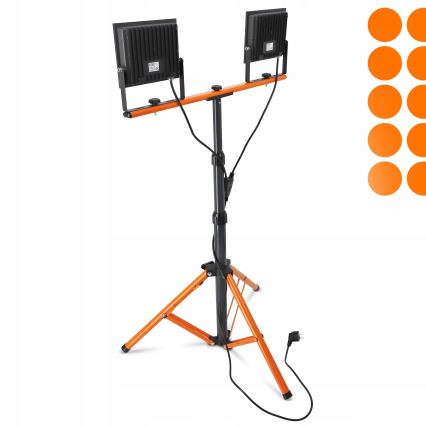 Projecteur LED sur trépied 2xLED/100W/230V 4500K IP65 noir/orange