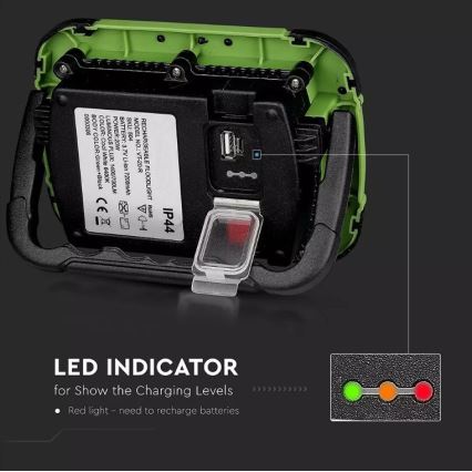 Projecteur rechargeable LED SAMSUNG CHIP + fonction SOS LED/10W/3,7V/USB IP44 4000K vert