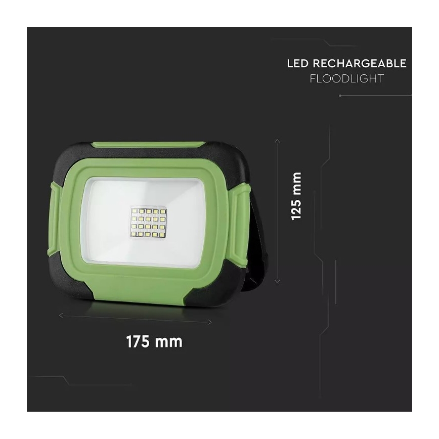 Projecteur rechargeable LED SAMSUNG CHIP + fonction SOS LED/20W/3,7V/USB IP44 4000K vert