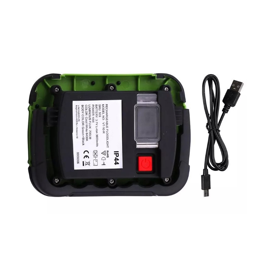 Projecteur rechargeable LED SAMSUNG CHIP LED/10W/3,7V IP44 4000K vert