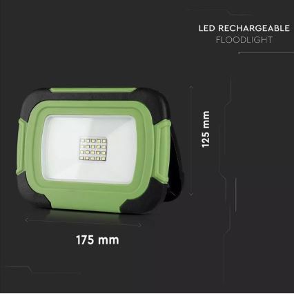 Projecteur rechargeable LED SAMSUNG CHIP LED/10W/3,7V IP44 4000K vert