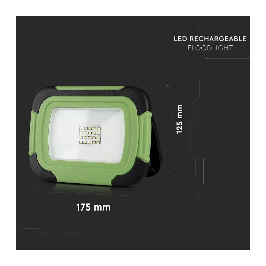 Projecteur rechargeable LED SAMSUNG CHIP LED/10W/3,7V IP44 4000K vert