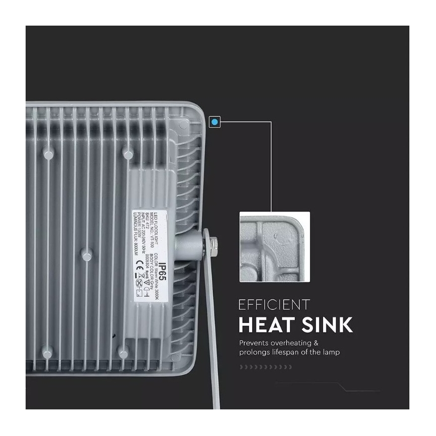 Projecteur SAMSUNG CHIP LED/100W/230V IP65 6400K gris