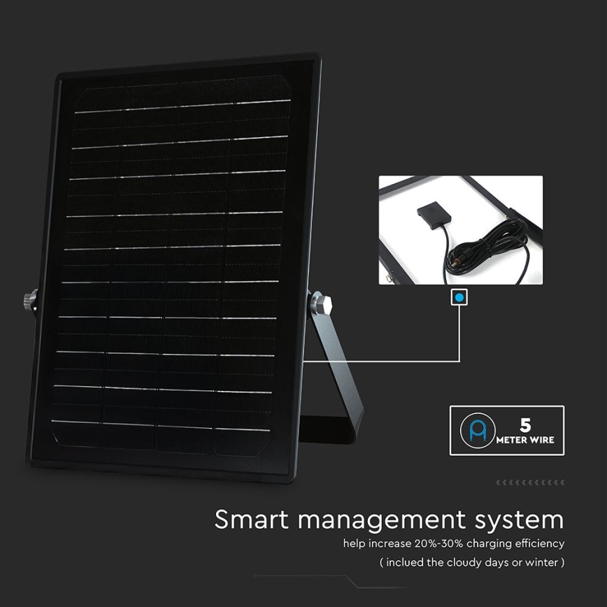 Projecteur solaire à intensité variable avec détecteur LED/10W/3,7V 4000/6000K IP65 + télécommande