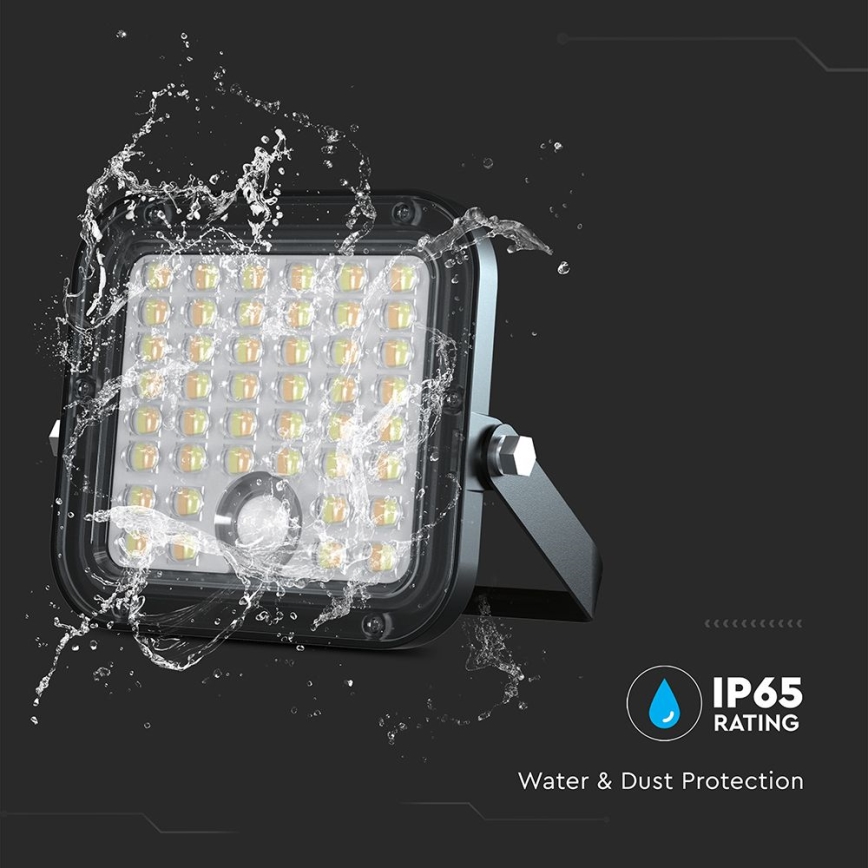 Projecteur solaire à intensité variable avec détecteur LED/10W/3,7V 4000/6000K IP65 + télécommande