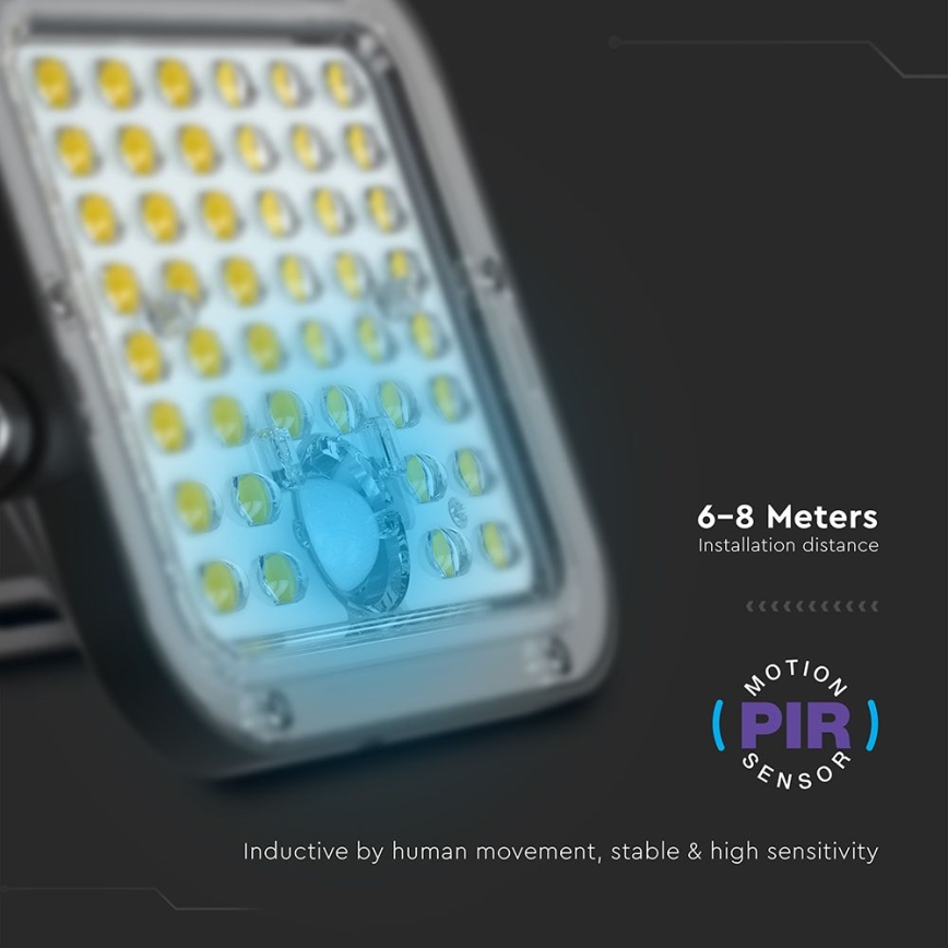 Projecteur solaire à intensité variable avec détecteur LED/10W/3,7V 4000/6000K IP65 + télécommande