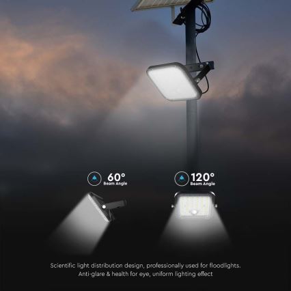 Projecteur solaire à intensité variable avec détecteur LED/10W/3,7V 4000/6000K IP65 + télécommande