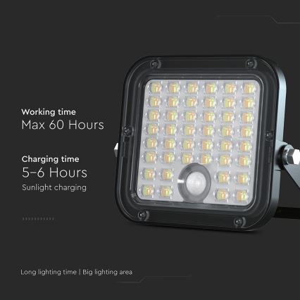 Projecteur solaire à intensité variable avec détecteur LED/10W/3,7V 4000/6000K IP65 + télécommande