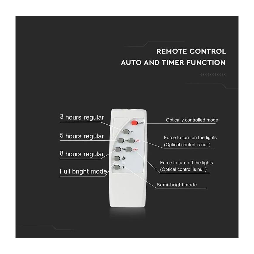 Projecteur solaire à intensité variable LED/16W/3,2V 6000K IP65 + télécommande