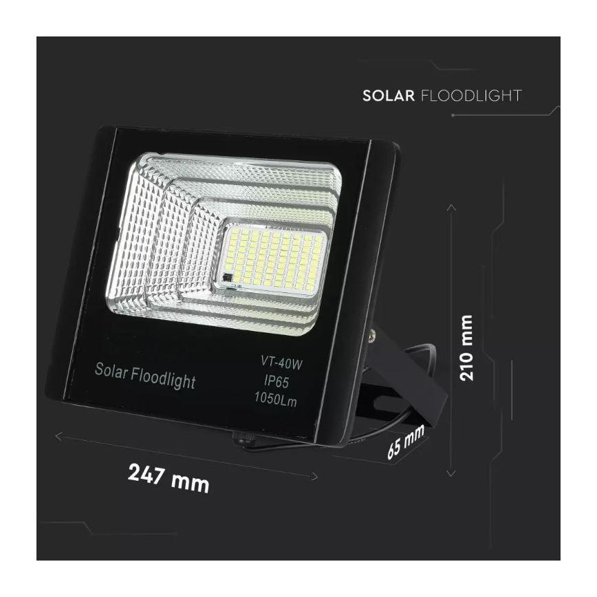 Projecteur solaire à intensité variable LED/16W/3,2V 6000K IP65 + télécommande