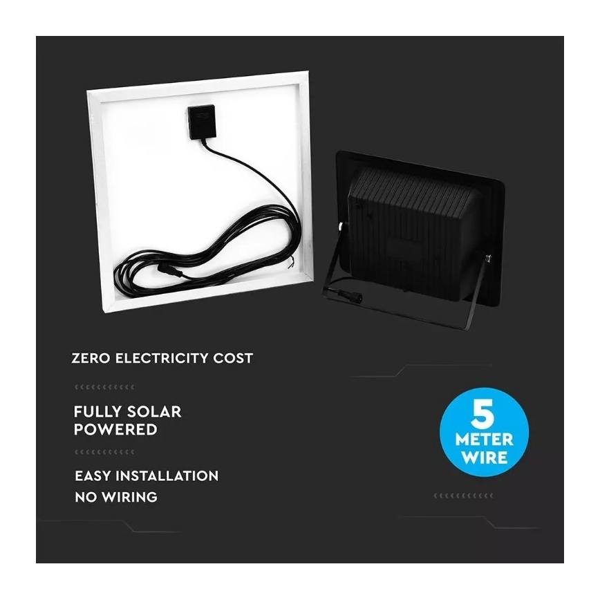 Projecteur solaire à intensité variable LED/20W/6V 6000K IP65 + télécommande