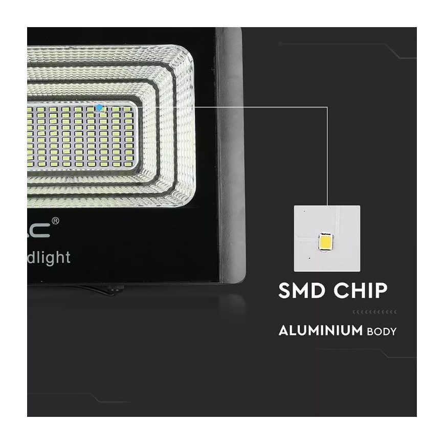 Projecteur solaire à intensité variable LED/20W/6V 6000K IP65 + télécommande