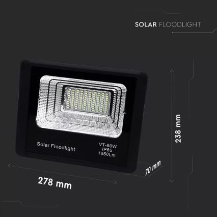 Projecteur solaire à intensité variable LED/20W/6V 6000K IP65 + télécommande