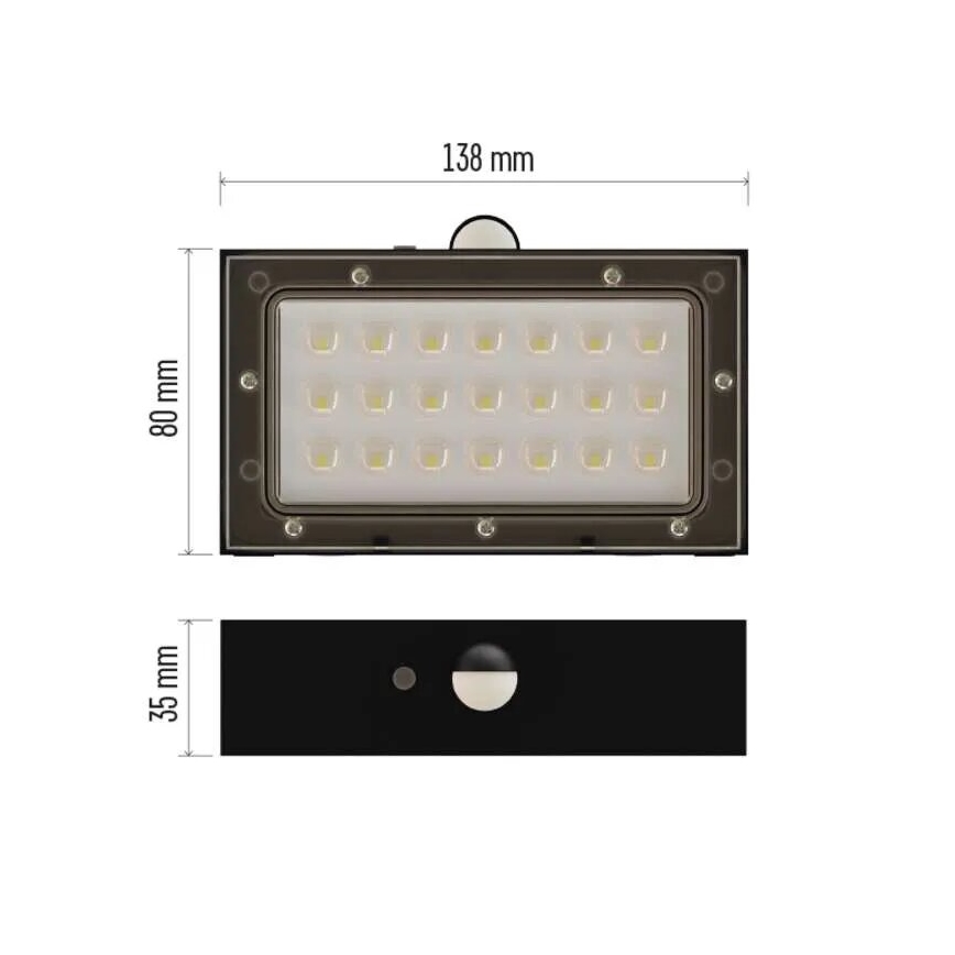 Projecteur solaire avec détecteur de mouvement LED/3,7V 1200mAh 4000K IP65 noir