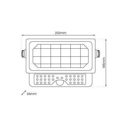 Projecteur solaire avec détecteur EPAD LED/5W/3000 mAh 3,7V 4000K IP65