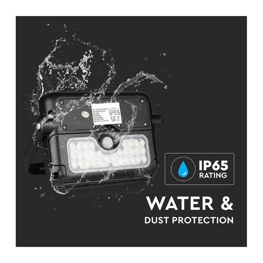 Projecteur solaire avec détecteur LED/5W/3,7V IP65 4000K 3000 mAh
