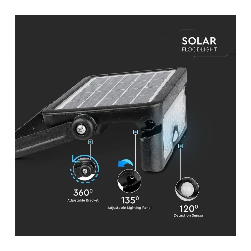 Projecteur solaire avec détecteur LED/5W/3,7V IP65 4000K 3000 mAh