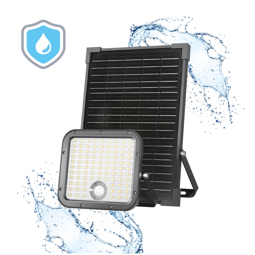 Projecteur solaire d'extérieur avec détecteur LED/30W/6,4V IP65 3000/4000K 6000 mAh + Télécommande