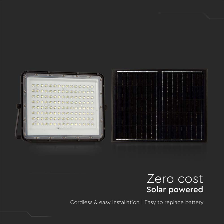 Projecteur solaire d'extérieur LED/200W/3,2V 4000K noir IP65 + télécommande