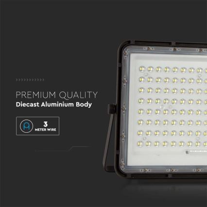 Projecteur solaire d'extérieur LED/200W/3,2V 4000K noir IP65 + télécommande